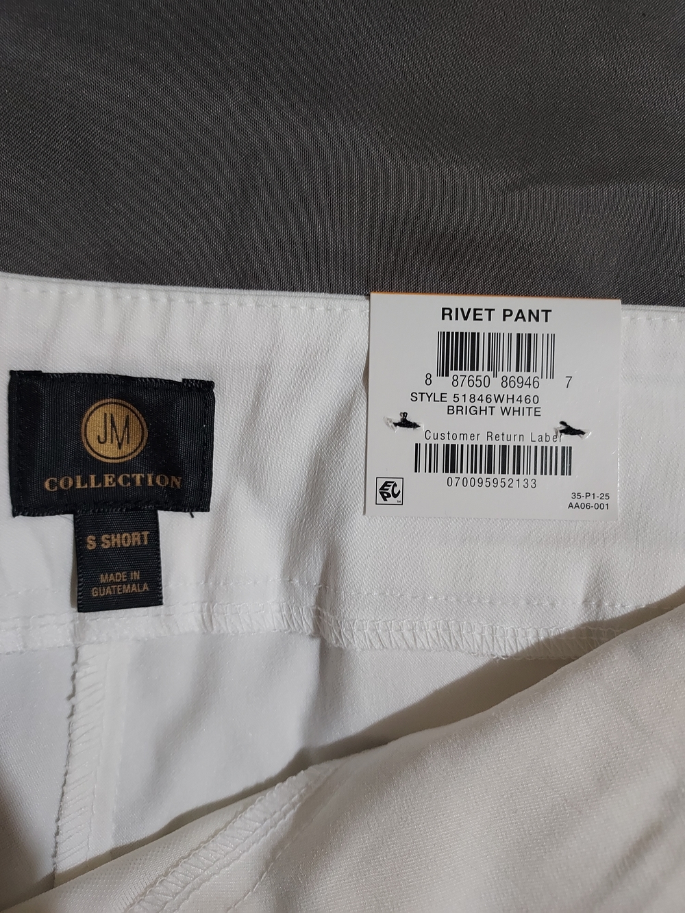 JM Collection White Rivet Size S Short Slim-Leg Pull-On Pants - Picture 7 of 8
